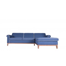Ghế Sofa goc pholly cổ điển màu xanh, gỗ sưa